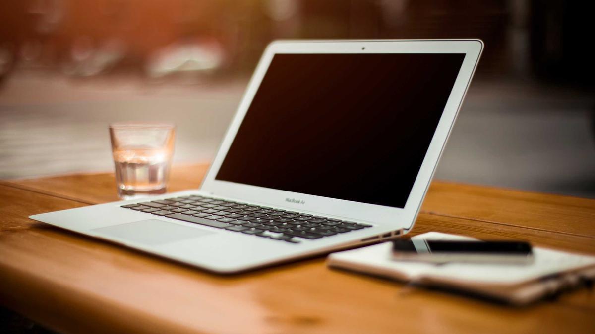 Open laptop on a desk