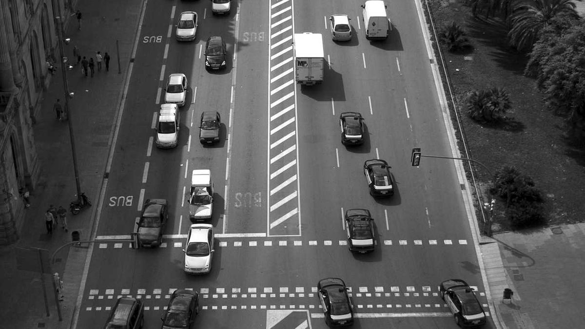 Highway traffic seen from above